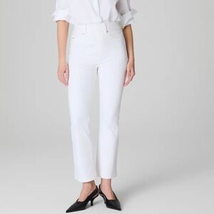 Spanx white kick flare raw hem pants